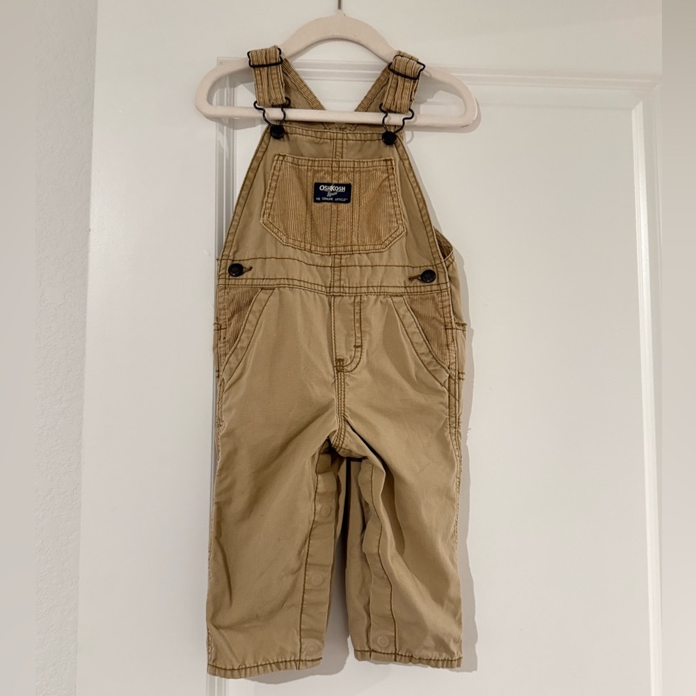 OshKosh B'Gosh Vestbak Cotton Corduroy Overalls Tan Infant Boys Size 12 Months